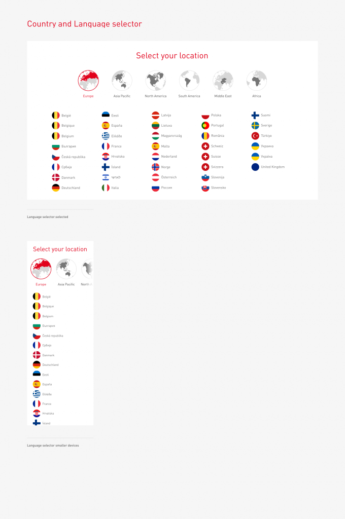 Country and Language Selector